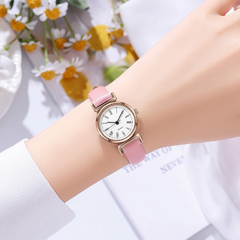 High-End Simple Round Student Watch Cross-Border Retro Roman Small and Exquisite Women's Quartz Watch