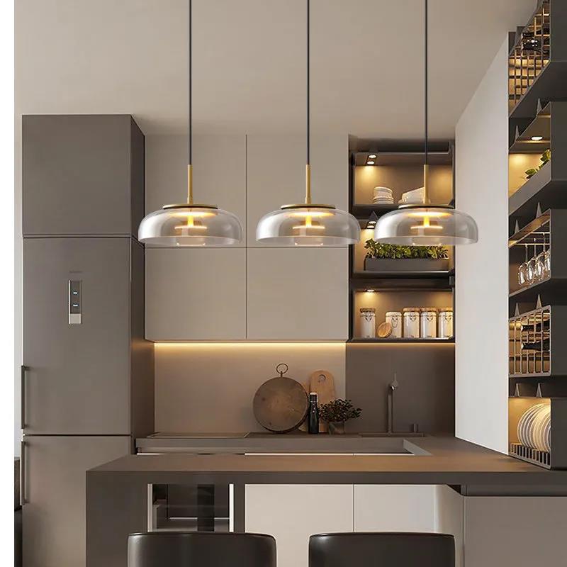 Lámpara simple de comedor creativa, lámpara de araña, lámpara de mesa de vidrio personalizada, cabecera simple de restaurante, lámpara de vidrio nórdico muy moderna