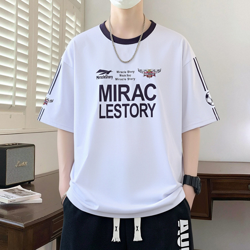 Youth Short-Sleeved T-Shirt Boys' Clothing Junior High School and High School Students Loose Half-Sleeved Summer Wear T-Shirt Tops