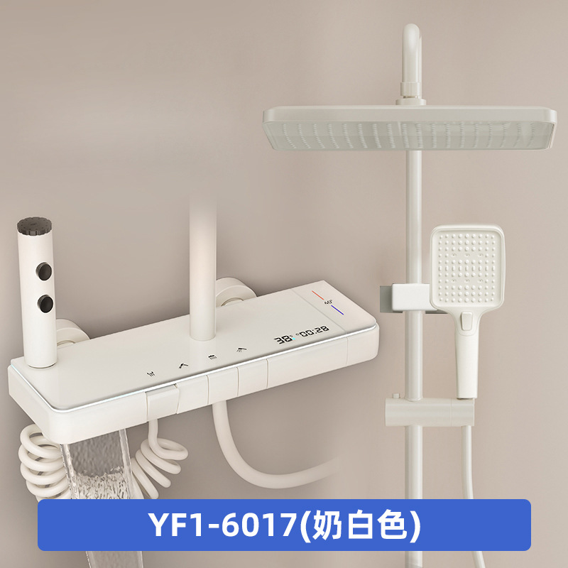 Ducha de baño doméstico conjunto de teclas de piano mixtas de pulverización presurizada de cobre caliente y frío agua superior pulverización hotel idéntico
