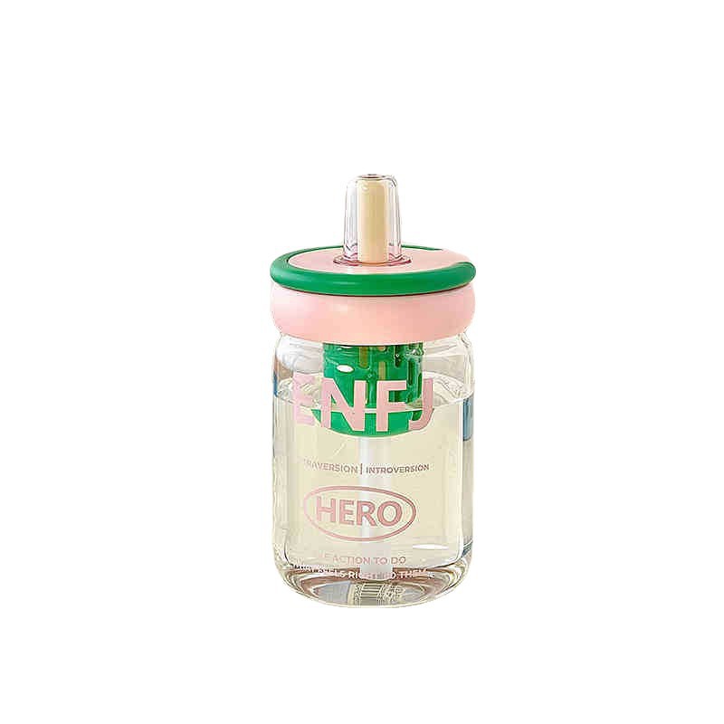 Niñas lindas tazas de agua de alto valor facial tazas de vidrio de oficina tazas de té tazas de frutas tazas de paja tazas de café transparentes