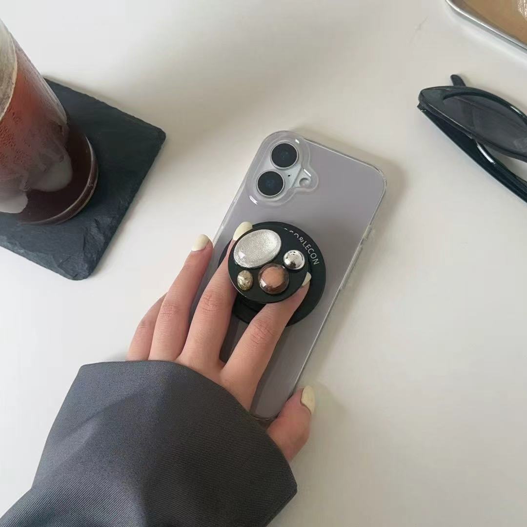 Soporte de gema magnética gris ahumado de estilo coreano para iPhone16ProMax Apple 14/15 funda para teléfono móvil 13