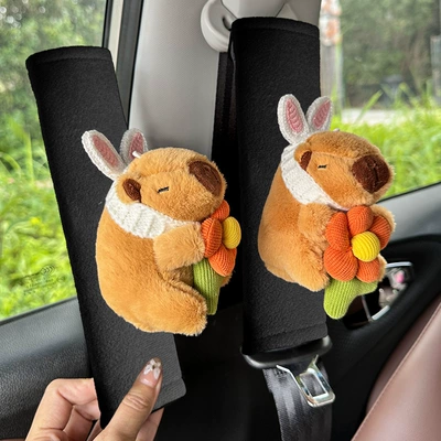 Kapibala Car Seat Belt Shoulder Seat belt shoulder pad - 2-rabbit-ears-kapibala-velvet-shoulder-pads