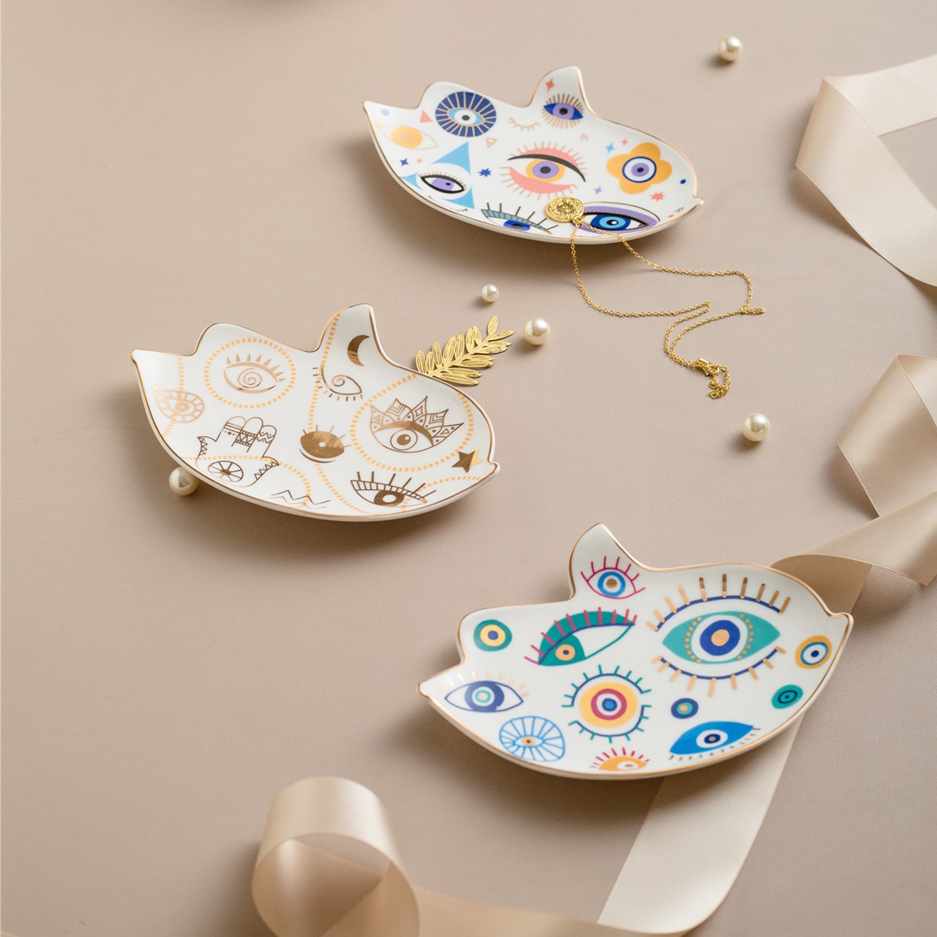 140g Weight tray Storage & Cleaning 1 Piece Quantity Holiday, Indoor Occasion ceramics Material Devil's Eye Pattern Simple Style, Classic Style Style Simple Style Classic Style Devil's Eye Ceramics Tray Artificial Decorations 9