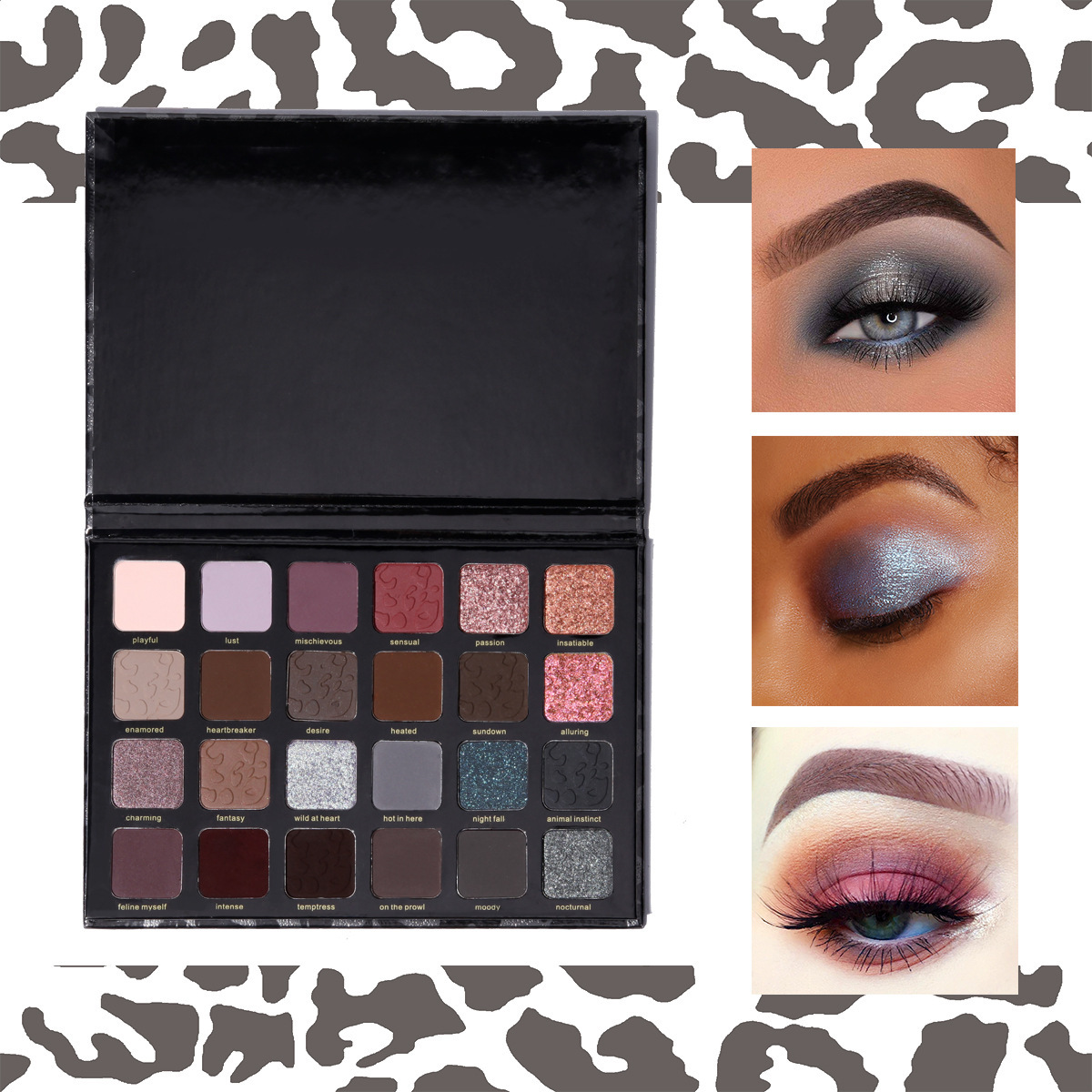 Cross-border bestseller MAFFICK 24-color leopard print eyeshadow palette, chameleon pearlescent matte makeup effect Item Picture