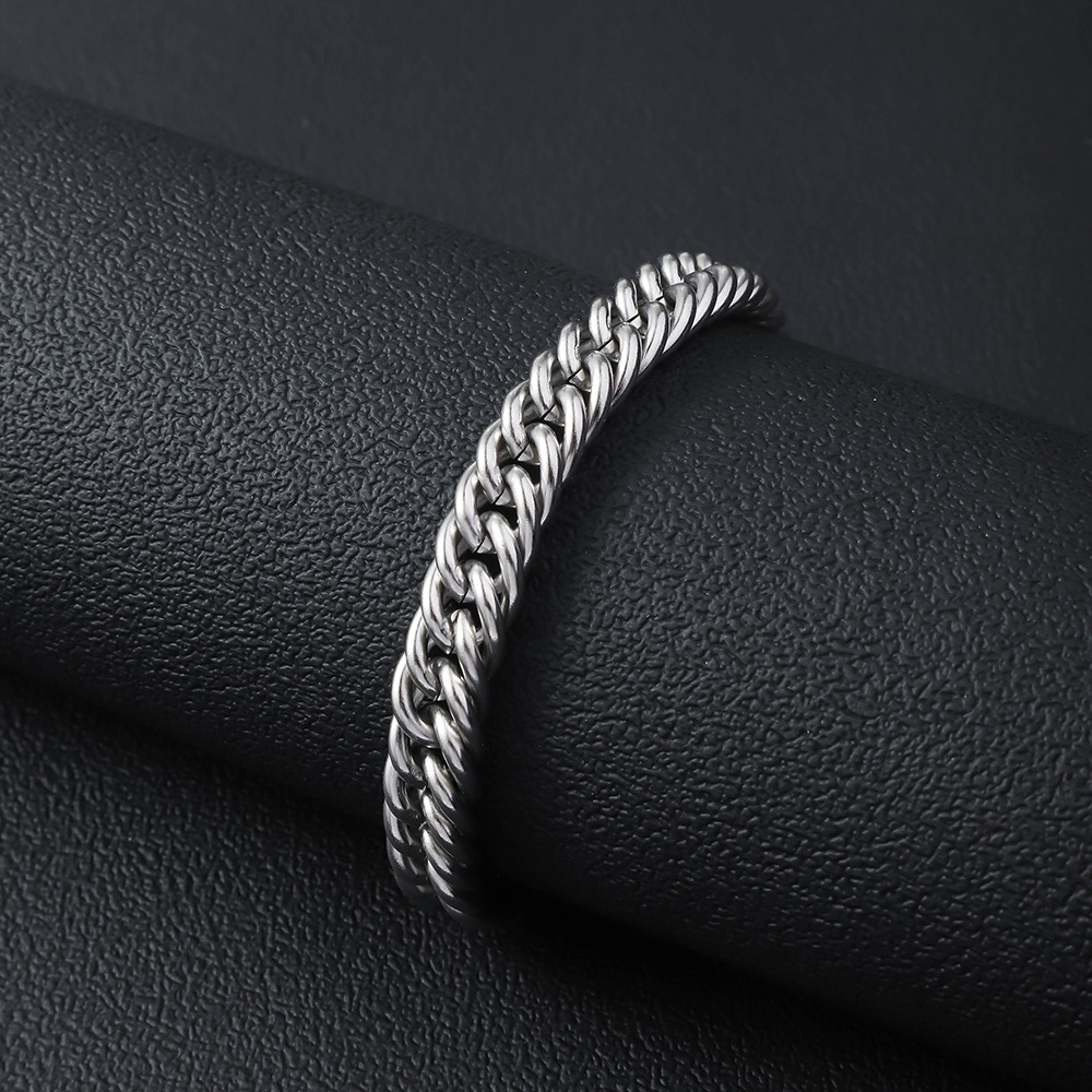 Bracelet À Maillons Polis En Acier Inoxydable Pour Homme_voghion.com