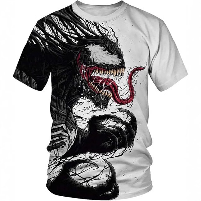 2024 moda 3D impresión digital spot hombres verano calle personalidad suelta manga corta transpirable cuello redondo camiseta