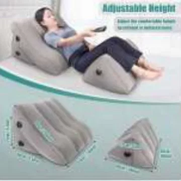 Travel inflatable lumbar pillow, portable lumbar back cushion for airplane, train, car, office, and travel leg pillow supplies