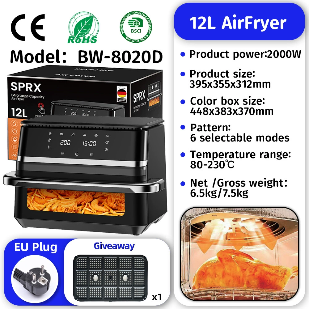 Air fryer oven, large capacity multi-function, touch-screen and mechanical options (4.5–25 L)