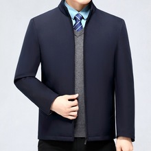 品牌高端男装时尚中年爸爸立领加厚夹克可脱卸羽绒内胆羽绒服外套