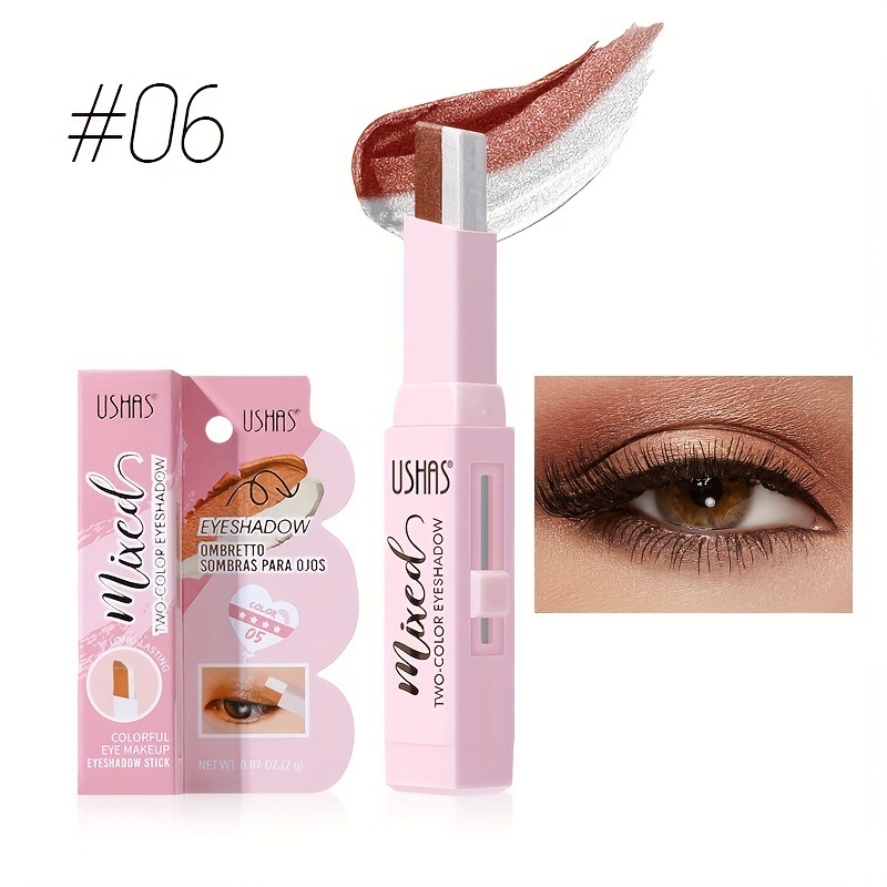USHAS transfronterizo spot explosivo de dos colores con bolígrafo de sombra de ojos