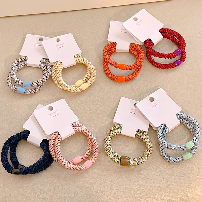 新款跨境彩色发圈头绳女高级感皮筋扎发女士金银丝撞色加粗批发潮