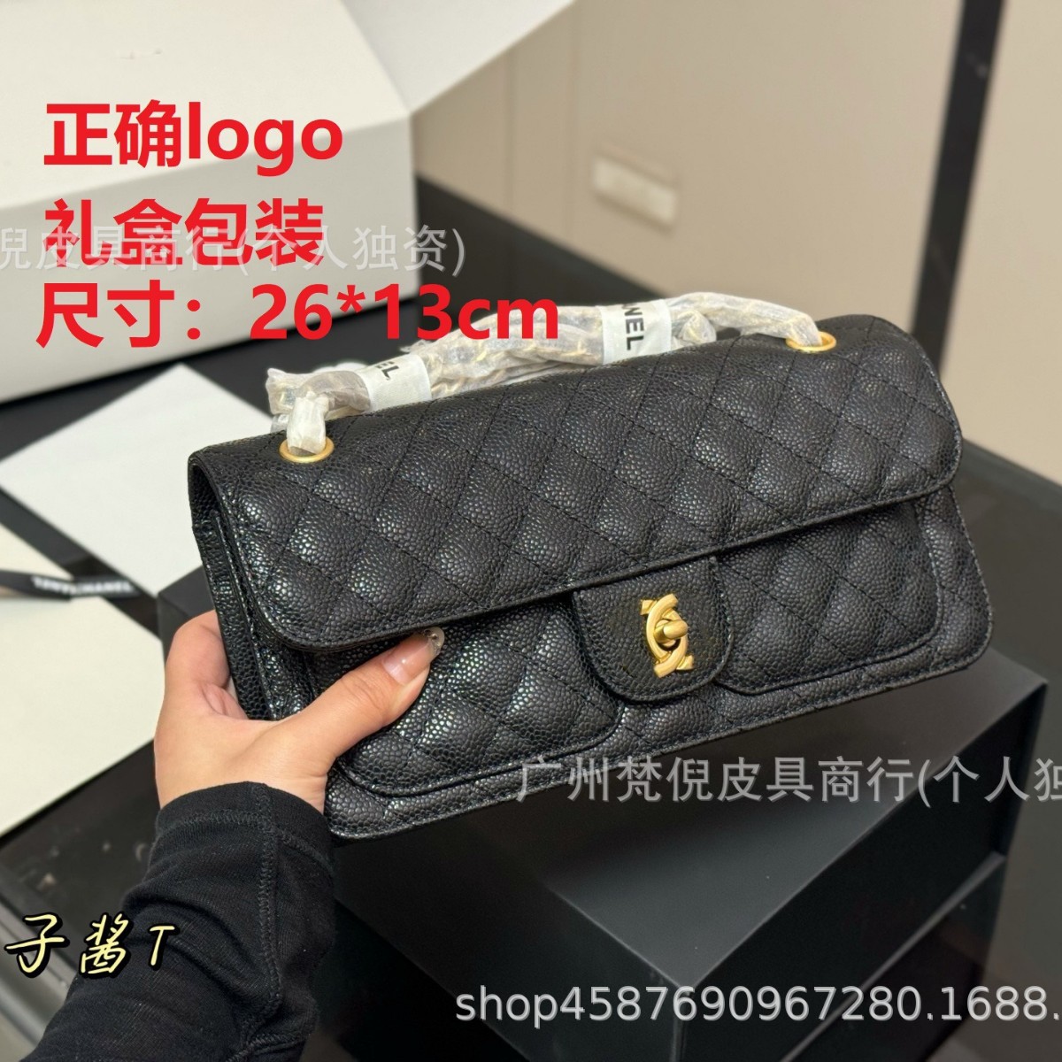小香风油蜡皮包包2025b新款时尚菱格腋下包链条斜挎单肩女包W728