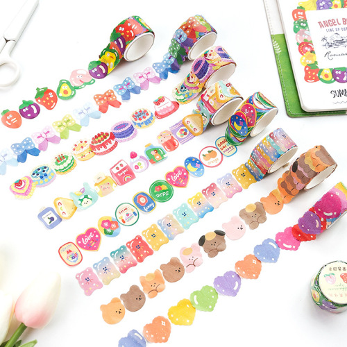 Message: Vendor Fruity Machine Collage Tape Cute Cartoon Animal DIY Handbook Decorative Stickers 100 Pieces 8 Styles