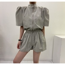 韩国东大门时尚工装风短裤+短款运动外套防晒衣两件套装
