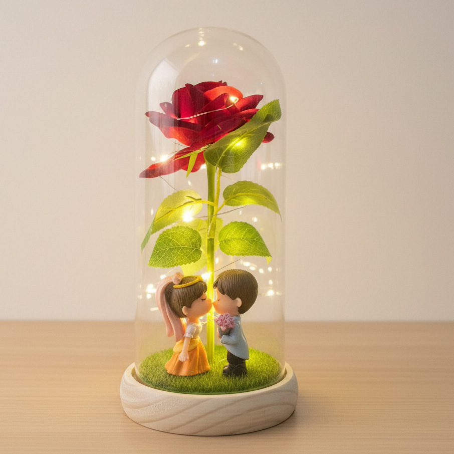 Rosas rojas + pareja de sombrío + tronco