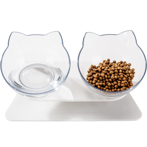 Cat Bowl Dog Bowl Cat and Dog Double Bowls Anti-Slip Pet Cat Bowl Cat Food Bowl Meal Bowl Protecting Cervical Vertebrae 