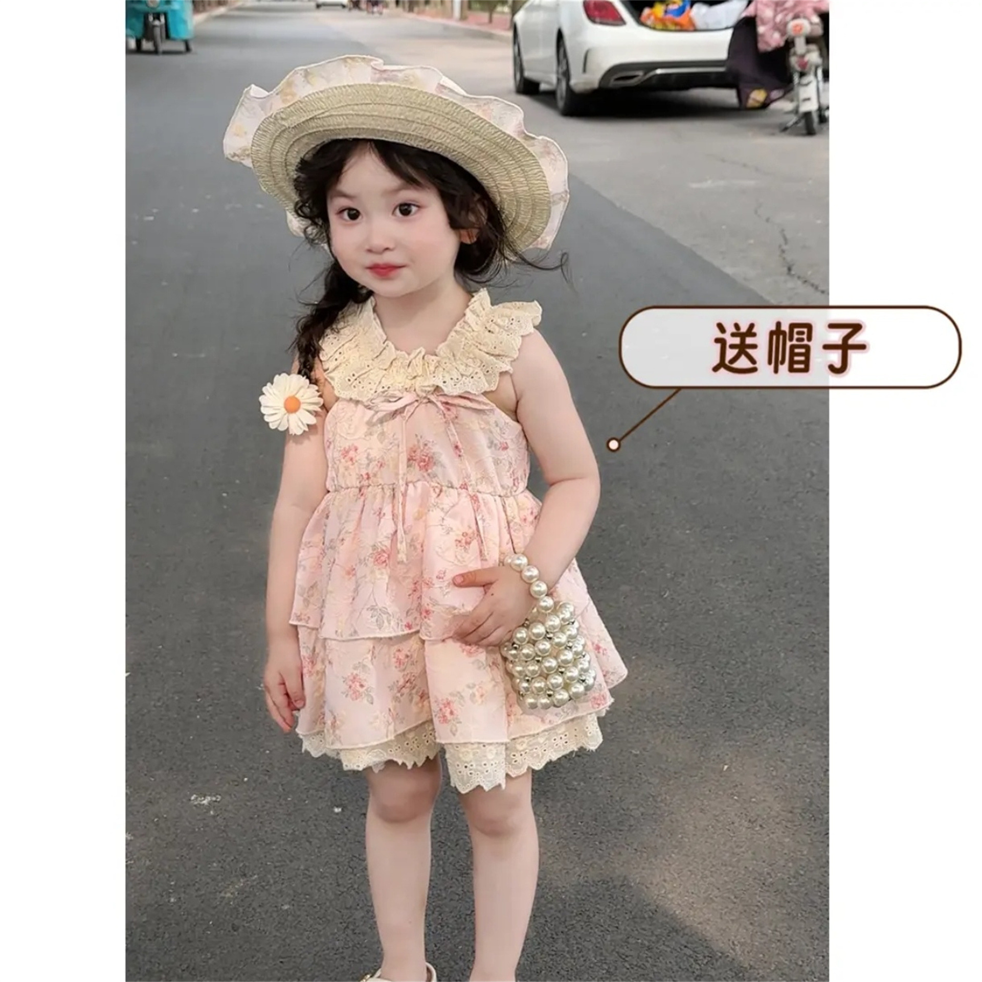 [Xianning Seven] Vestido floral de manga voladora dulce francés suave para niñas, cintura, princesa delgada, nuevo estilo de verano