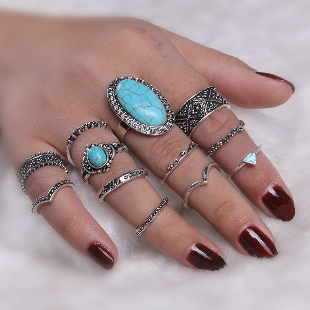 欧美流行套装戒指 复古多元素组合多件套戒指 几何型女式戒指详情73