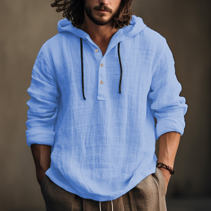 2025 New AliExpress Cotton Linen Shirt Hooded Sweatshirt Long Sleeve Hooded Spring and Summer Casual Daily Clothing Explosions