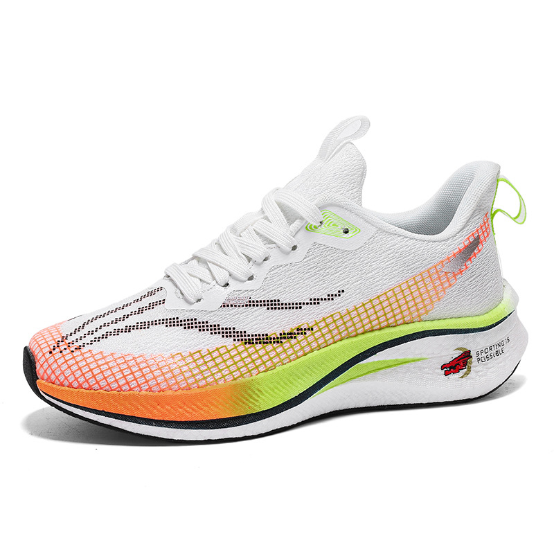 T037 primavera y verano zapatos de correr para hombres y mujeres, tela de malla baja, suela de palomitas de maíz, zapatillas de corrida ligeras y transpirables