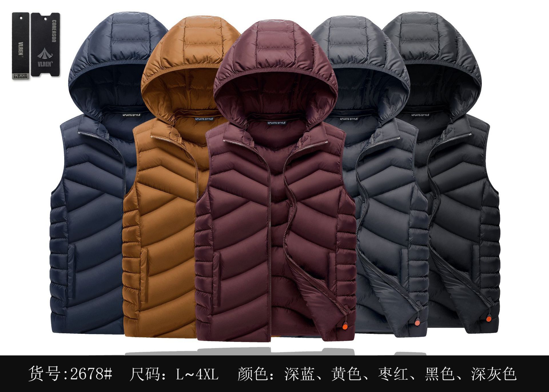 Chaleco costilla transfronteriza Chaleco de algodón Otoño e Invierno de los hombres chaqueta caliente forrada polar sin mangas abajo Chaleco de algodón Comercio exterior al por mayor