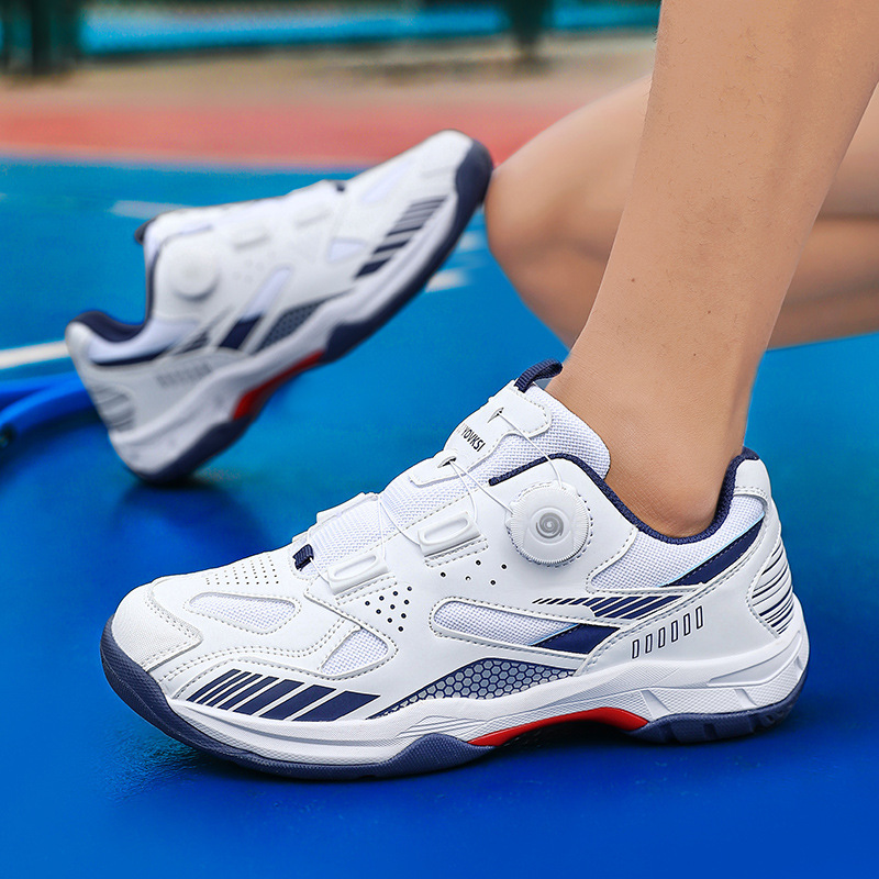 Roank Rotating Button Badminton Shoes for Men and Women, Middle School Students Professional Table Tennis Tennis Shoes Ultra-Light Fourth Generation