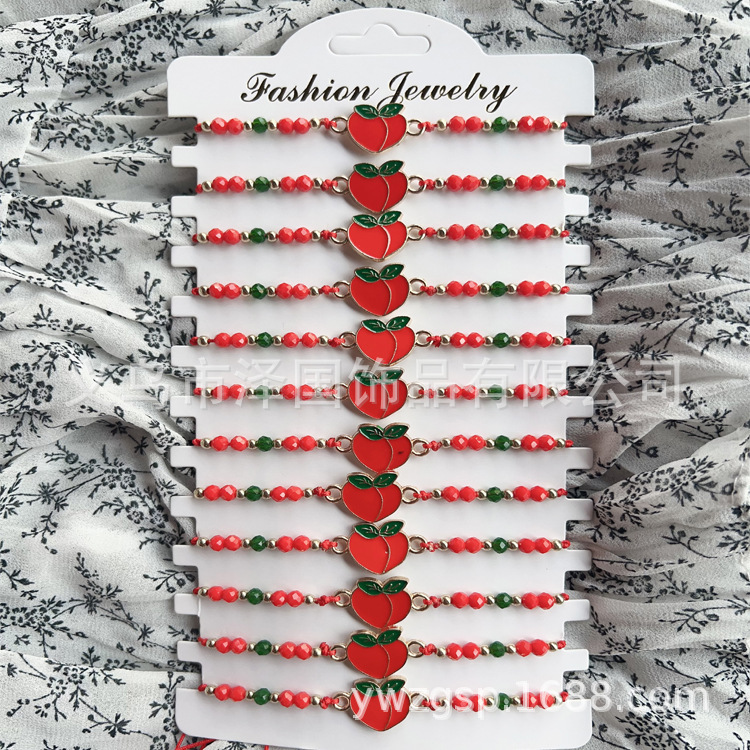 Amazon European and American Crystal Beaded Peach Braided Bracelet Fruit Peach Bracelet Couple Friendship Gift Gift Amazon European and American Crystal Beaded Peach Braided Bracelet Fruit Peach Bracelet Couple Friendship Gift Gift