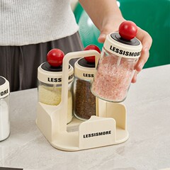 【取っ手】調味料瓶キッチンテーブルセット固体密封調味料缶家庭用ガラス調味料箱セット