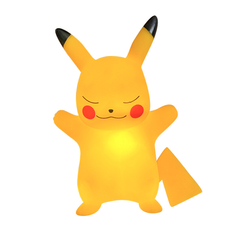 Caricatura Pikachu lámpara de noche dormitorio lámpara de cabecera luz de atmósfera juguetes luminosos para niños regalo de cumpleaños para amigos