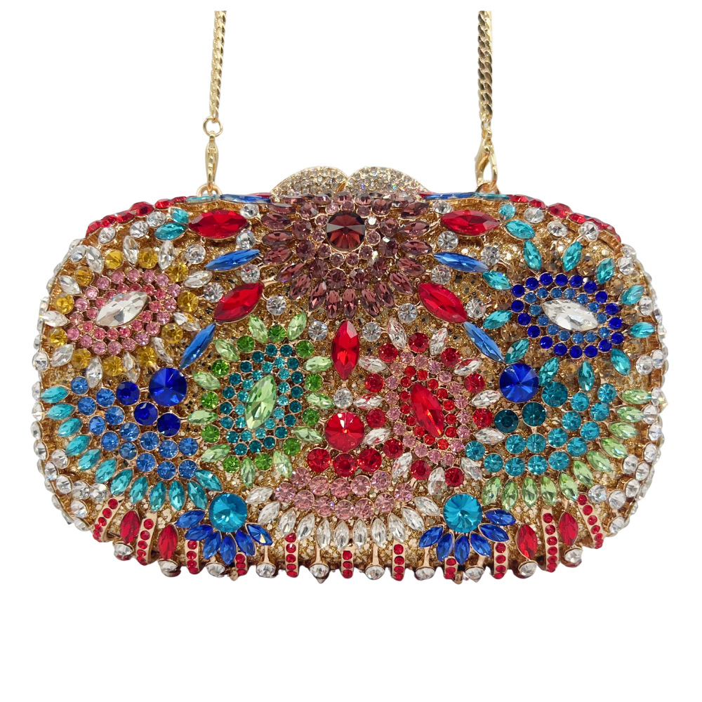 Túi clutch nữ đính đá dạ hội cầm tay phong cách sang trọng — màu vàng, Tùy chỉnh cá nhân chi tiết 2