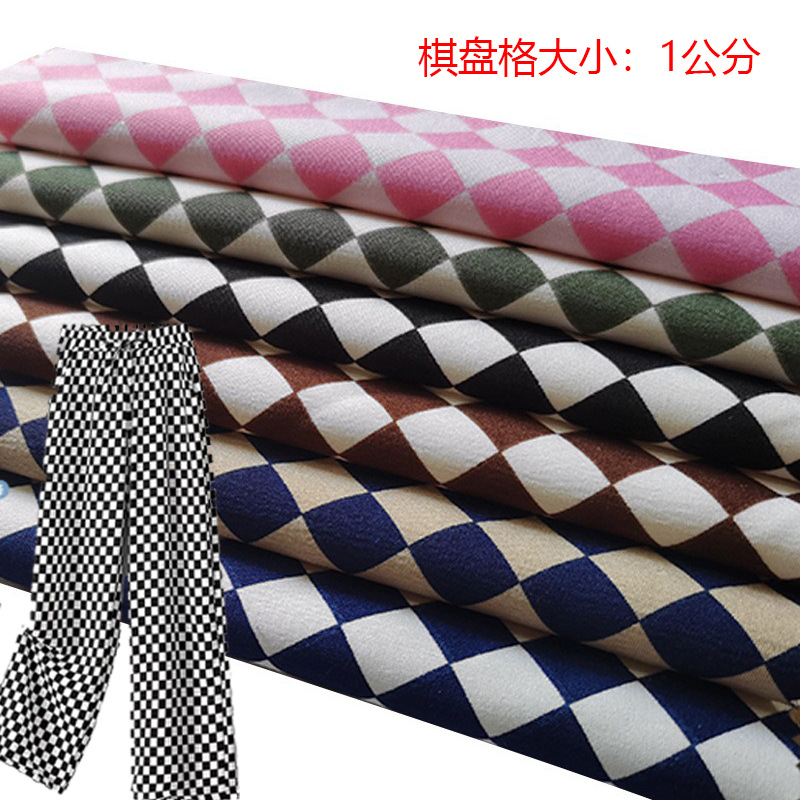 100D premium checkered fabric for four-sided elastic board game dress, casual pants accessories boxes and bags checkered material