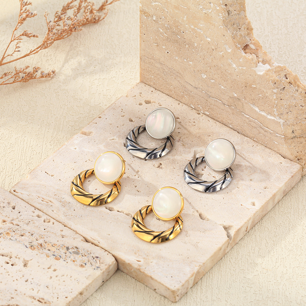 (Трансграничная торговля), ретро модные серьги из нержавеющей стали, универсальный аксессуар, французский стиль, легкий роскошный стиль, простой и элегантный дизайн