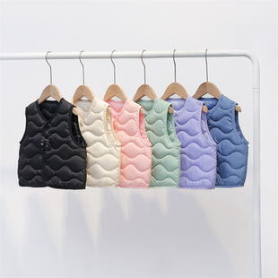 2025 Spring Autumn Winter Toddler Cotton Vest Children's Vest Korean Style Lightweight Boys and Girls Children's Clothing Children's Baby Warm Vest
