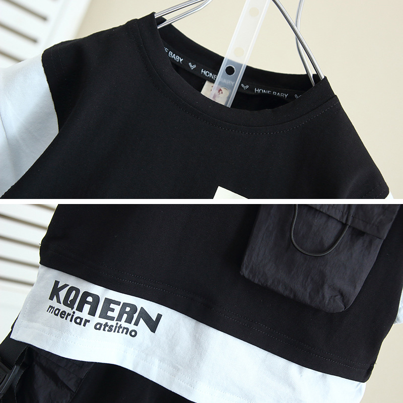 5149 Traje de herramientas de verano para niños 2024 Nuevo traje de dos piezas de manga corta de verano para bebés Hermoso vestido de verano para niños