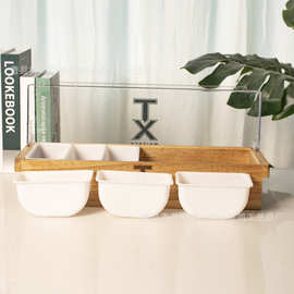 木质厨房调料盒家用多分格带塑料盒调料整理木盒带盖实木盐盒