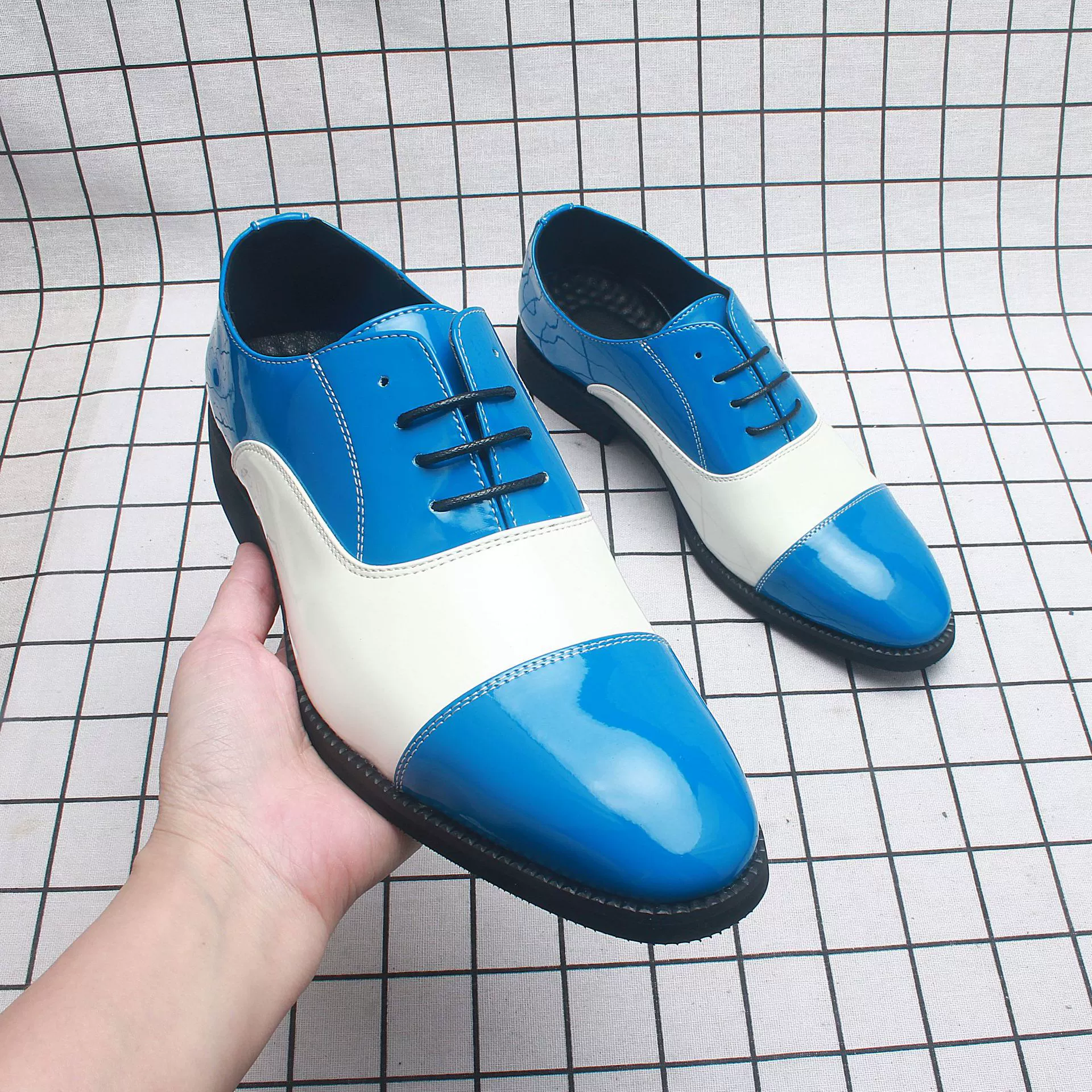 Мужские деловые туфли AliExpress больших размеров, цветные, британского стиля, на шнуровке, для торжеств и свадеб, 87213