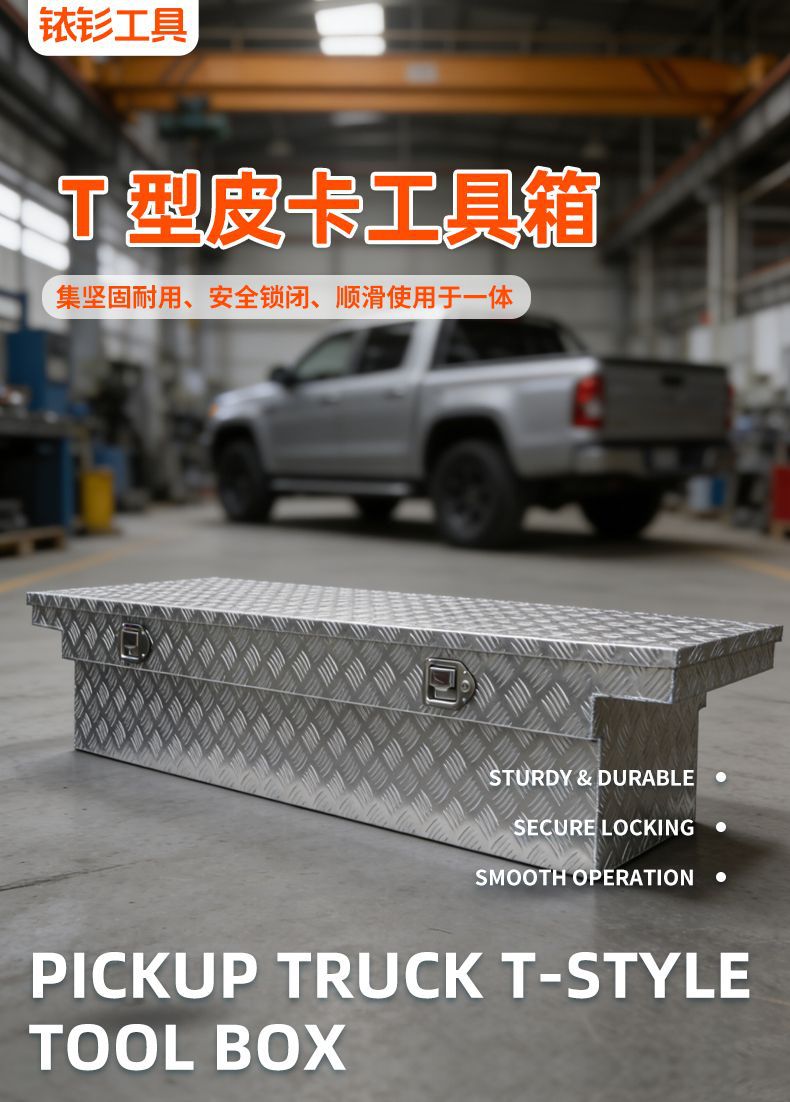 T-Shaped Pickup Truck Patterned Aluminum Tool Box, Thickened Anti-Theft Vehicle Storage Box, Pickup Truck Modification Parts Source Factory
