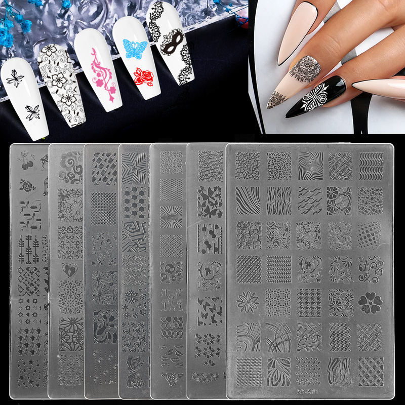Cross-Border New Nail Art Stamping Plate Nail Art Tools Plastic Plate Butterfly Flower Nail Art Template Nail Stamp Transfer Plate