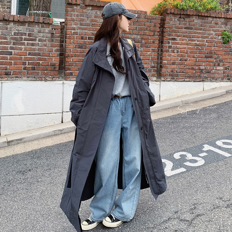 Trench coat, spring autumn long jacket, 2024 years, Korean style, maxi length