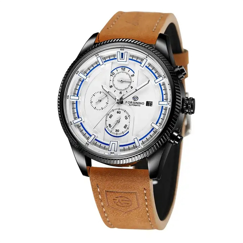 Forsining estilo europeo y americano multi-funcional casual hombres reloj mecánico automático moda deportes motocicleta reloj