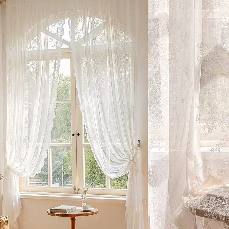 French curtain gauze curtain transparent balcony white screen window screen bay window living room heat insulation pastoral lace sunscreen yarn French curtain gauze curtain transparent balcony white screen window screen bay window living room heat insulation pastoral lace sunscreen yarn