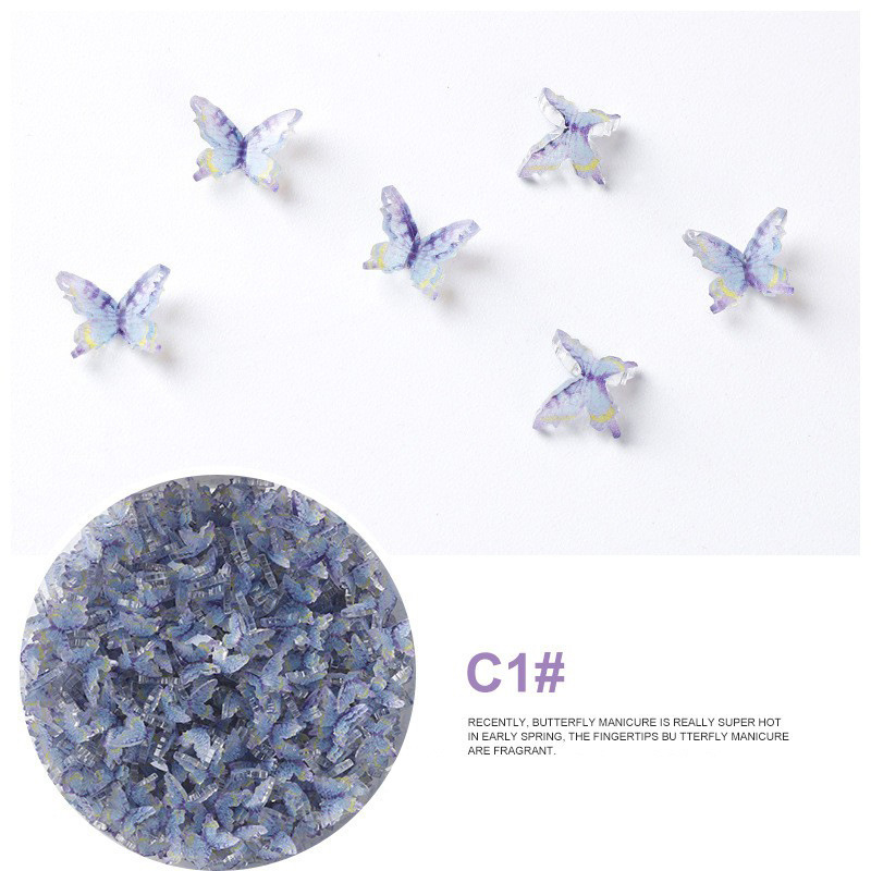 Acrílico mariposa resina tridimensional accesorios de uñas accesorios de flores plástico transparente uñas hechas a mano material DIY image 38