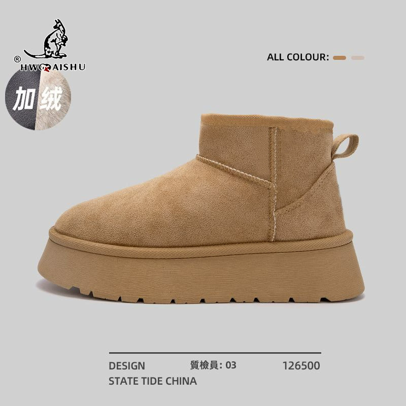 Women's Thick-Soled Winter Boots, 4.5 cm Platform, Plus-Velvet Warm Lining, Student Style