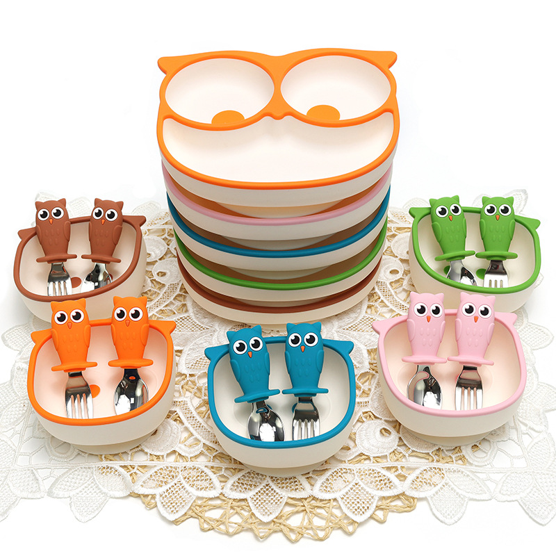 Owl Plate Two-color Epoxy Compartment Suction Cup