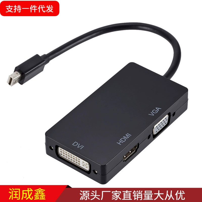 Мини DP DisplayPort тройной в одном конвертер DP в VGA+HDMI+DVI преобразователь линия