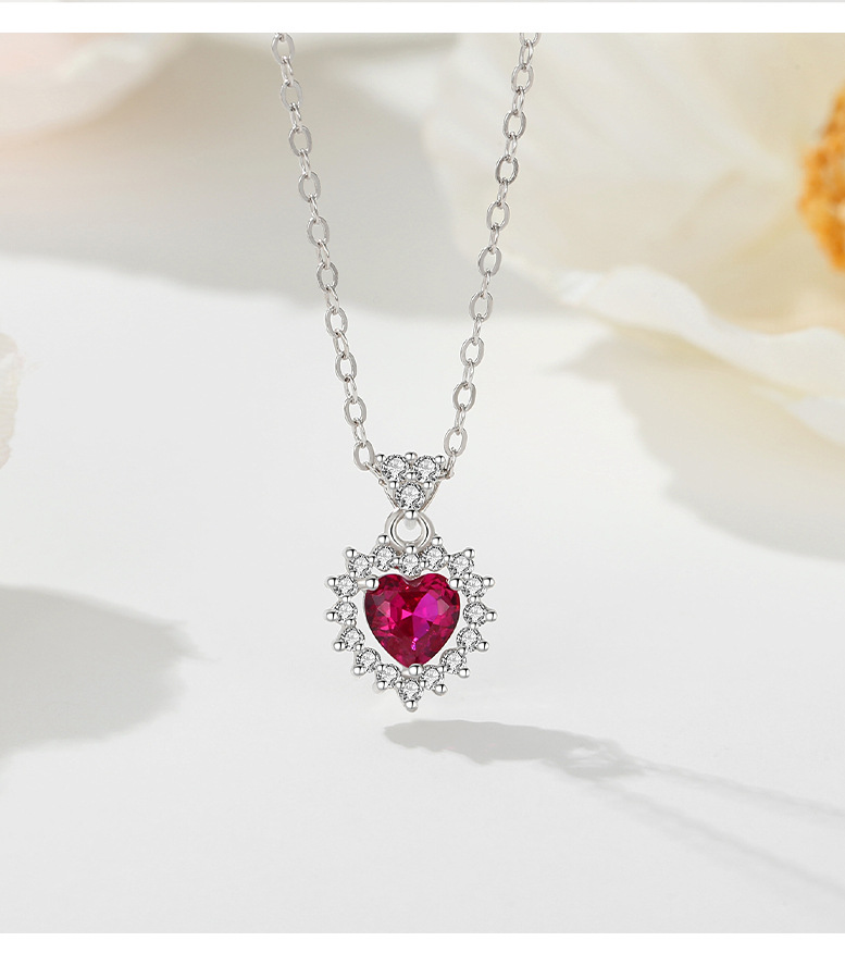 2g Weight 925 Sterling Silver Pendant Material Zircon Inlay Material Pendant Necklace Classification 925 Sterling Silver Zircon Cable Chain Heart Shape Pendant Necklace
