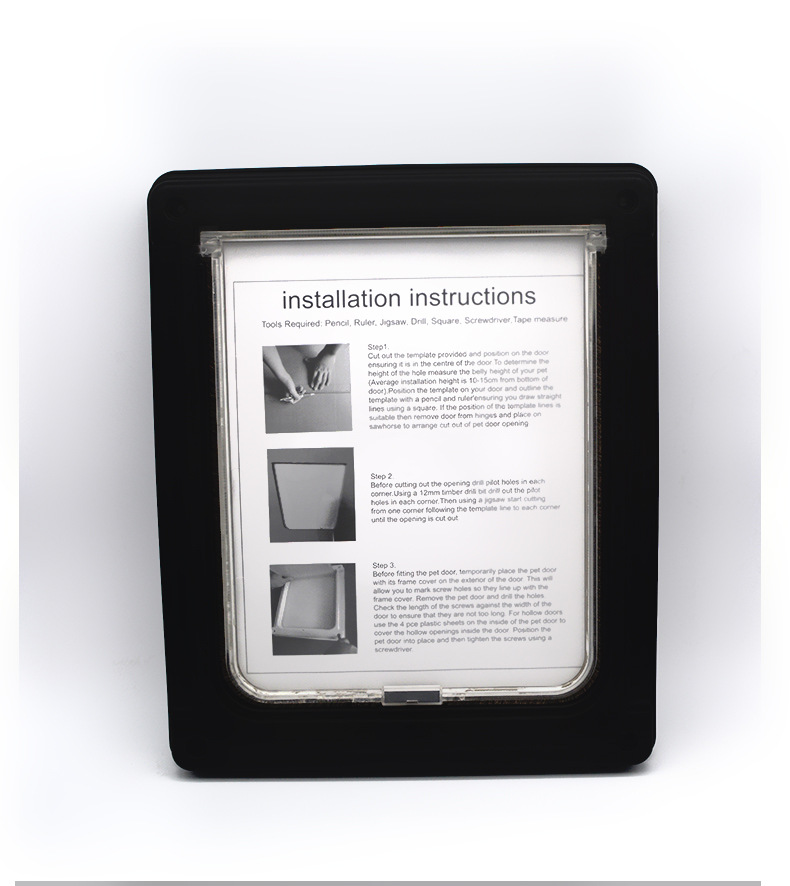 Fábrica de suministros para mascotas puerta del gato agujero de la puerta del perro puede controlar la dirección de acceso blanco negro marrón puerta del animal doméstico