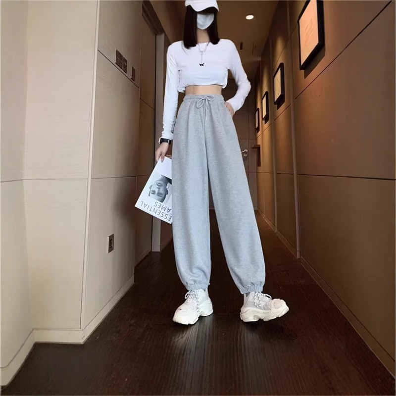2025 Sports Pants Women's Spring and Autumn Students Korean-style Slim-fit Pants Harlan Pants Women's Loose All-match Trendy 2025 Sports Pants Women's Spring and Autumn Students Korean-style Slim-fit Pants Harlan Pants Women's Loose All-match Trendy