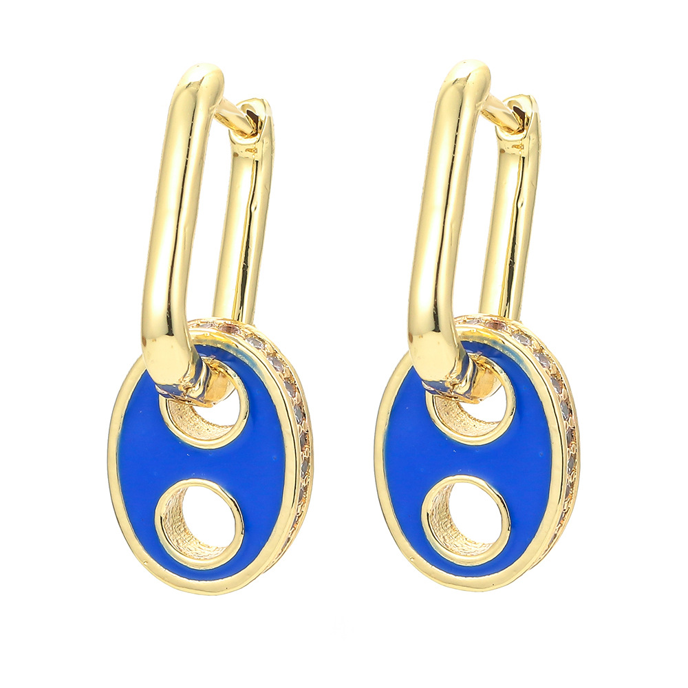 8g Weight Zircon Inlay Material Retro Pig Nose Micro-inlaid Copper Earrings Wholesale